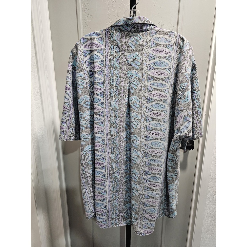 Vintage Body Objects Mens Shirt Abstract Geometric Blue Purple Gray USA Made XL - Picture 4 of 12
